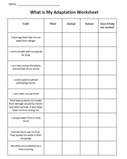 Animal Adaptation Worksheets